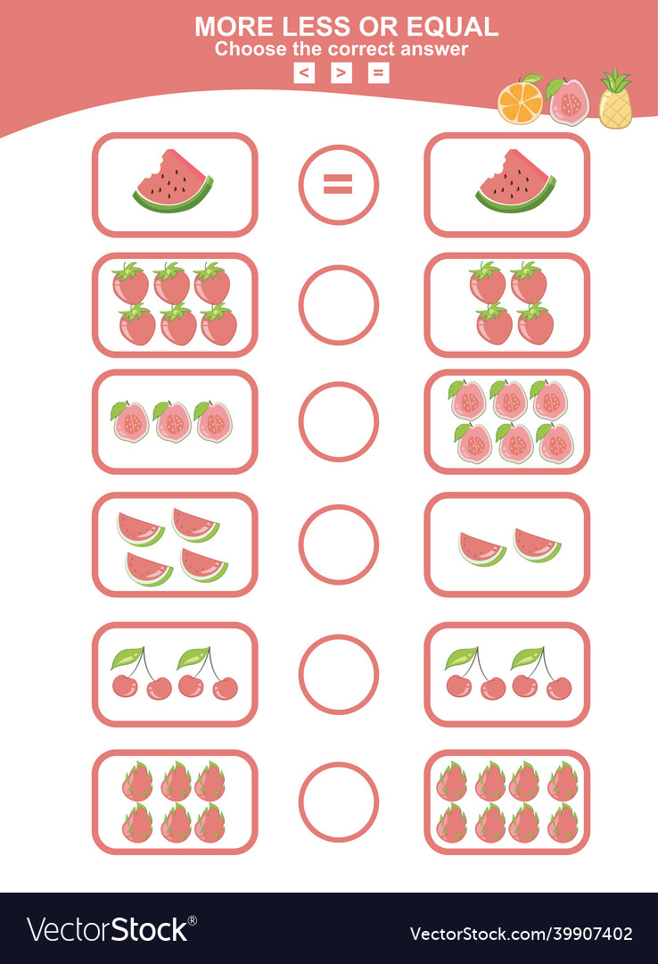 More less equal math game