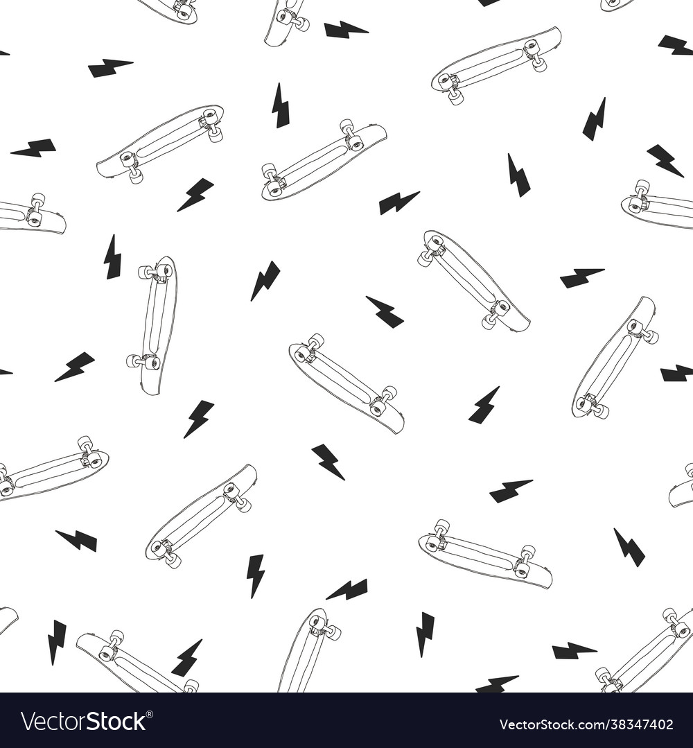 Pattern with skateboards and lightning