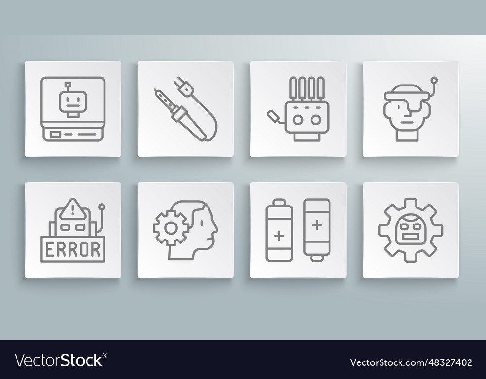 Set line error in robot soldering iron humanoid vector image Set line error in robot soldering iron humanoid