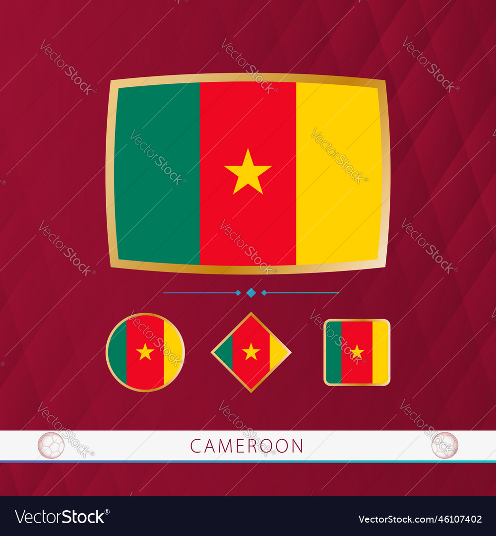 Set of cameroon flags with gold frame for use
