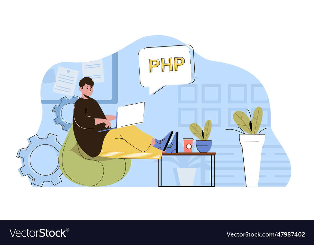 Software development concept programmer writes