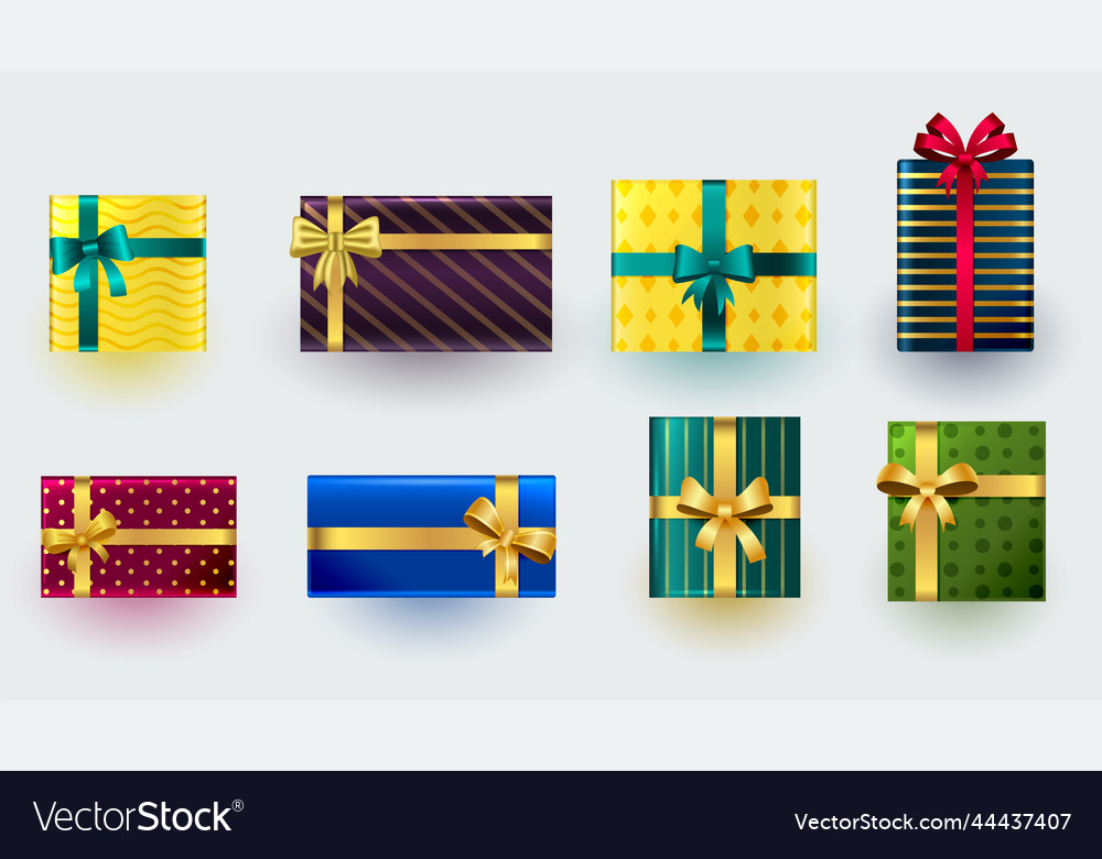 Collection of realistic gift box design Royalty Free Vector