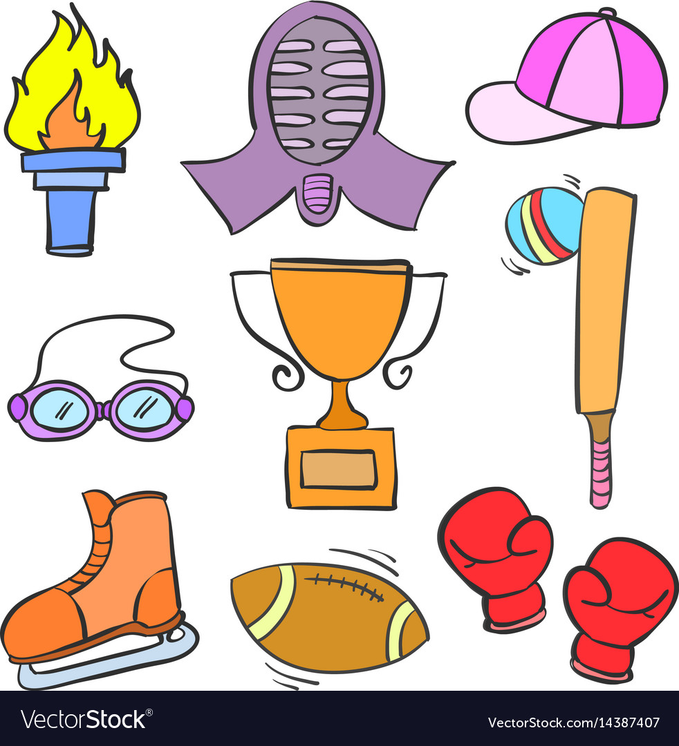 Collection stock sport equipment doodle