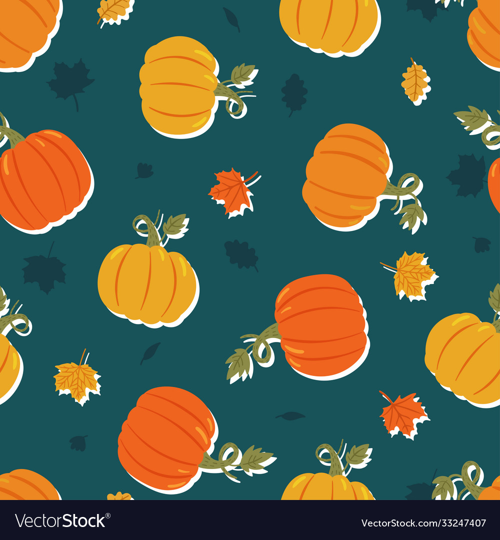 Cute hand drawn pumpkin seamless pattern Vector Image