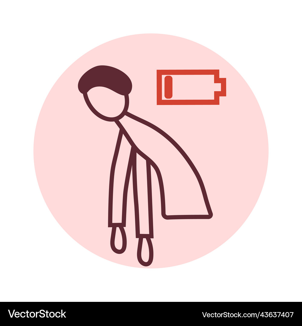 Exhausted no energy icon linear pictogram Vector Image