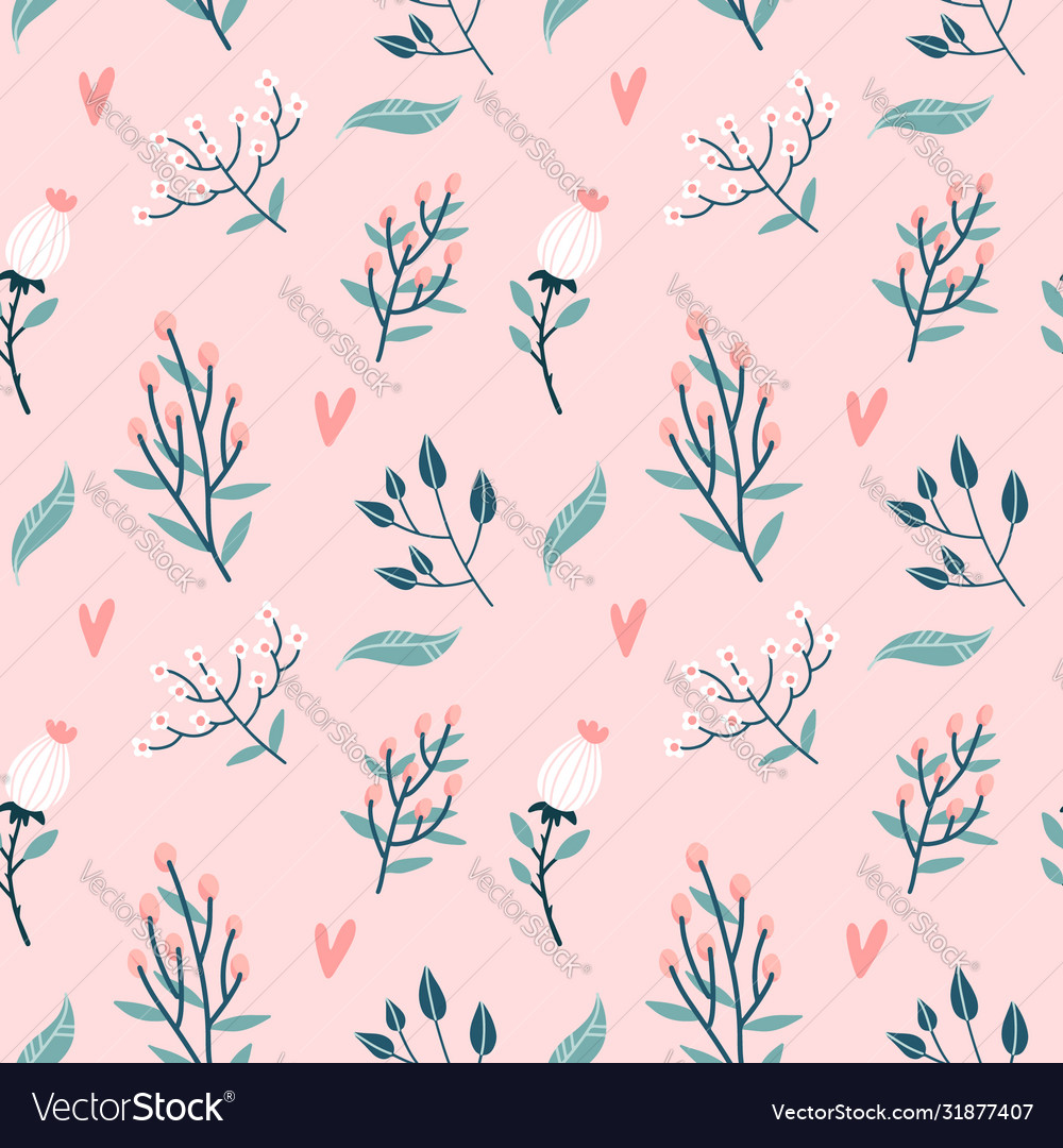 Floral seamless pattern garden flowers branches