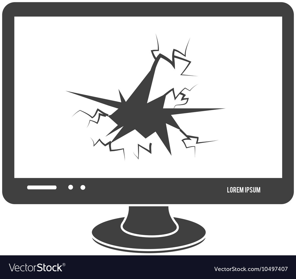 Icon Broken Screen Pc Isolated Royalty Free Vector Image