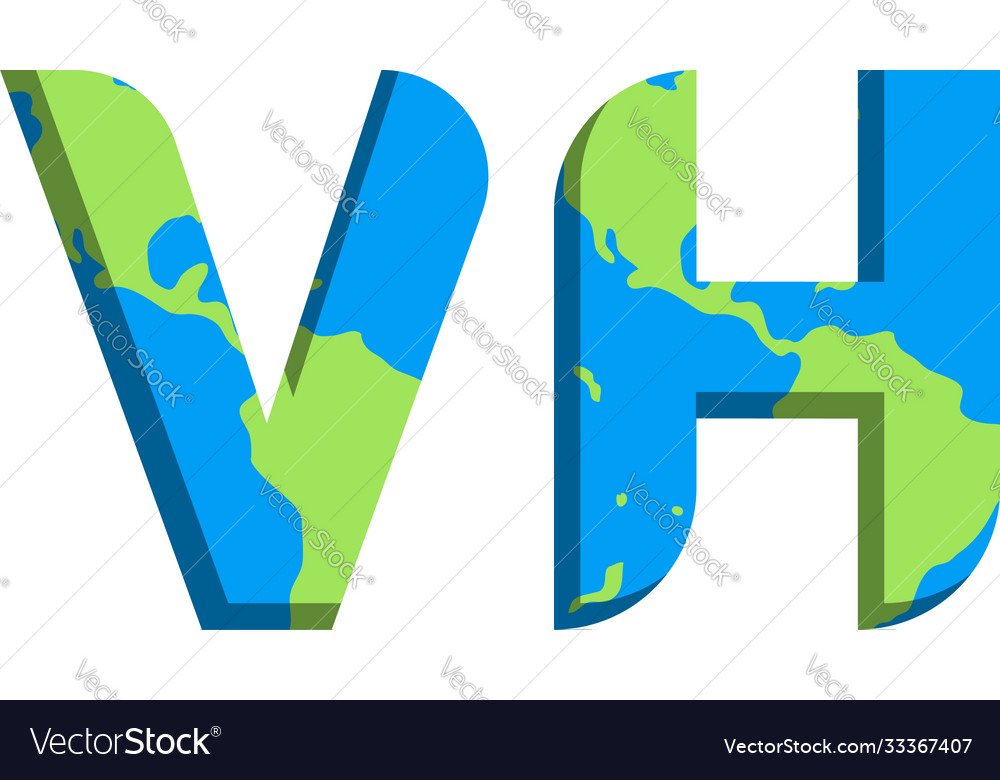 Initial vh logo design with world map style