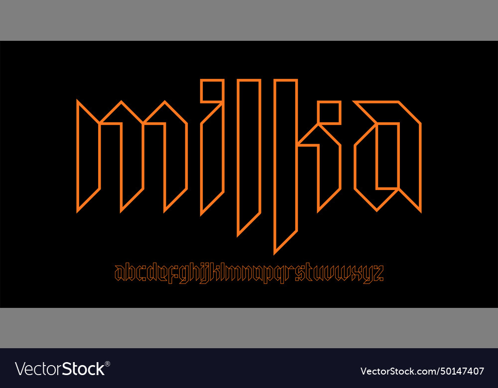 Mika font display line outline cyber sharp