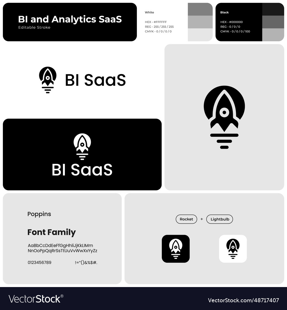 Monochrome template for bi and analytics saas vector image Monochrome template for bi and analytics saas