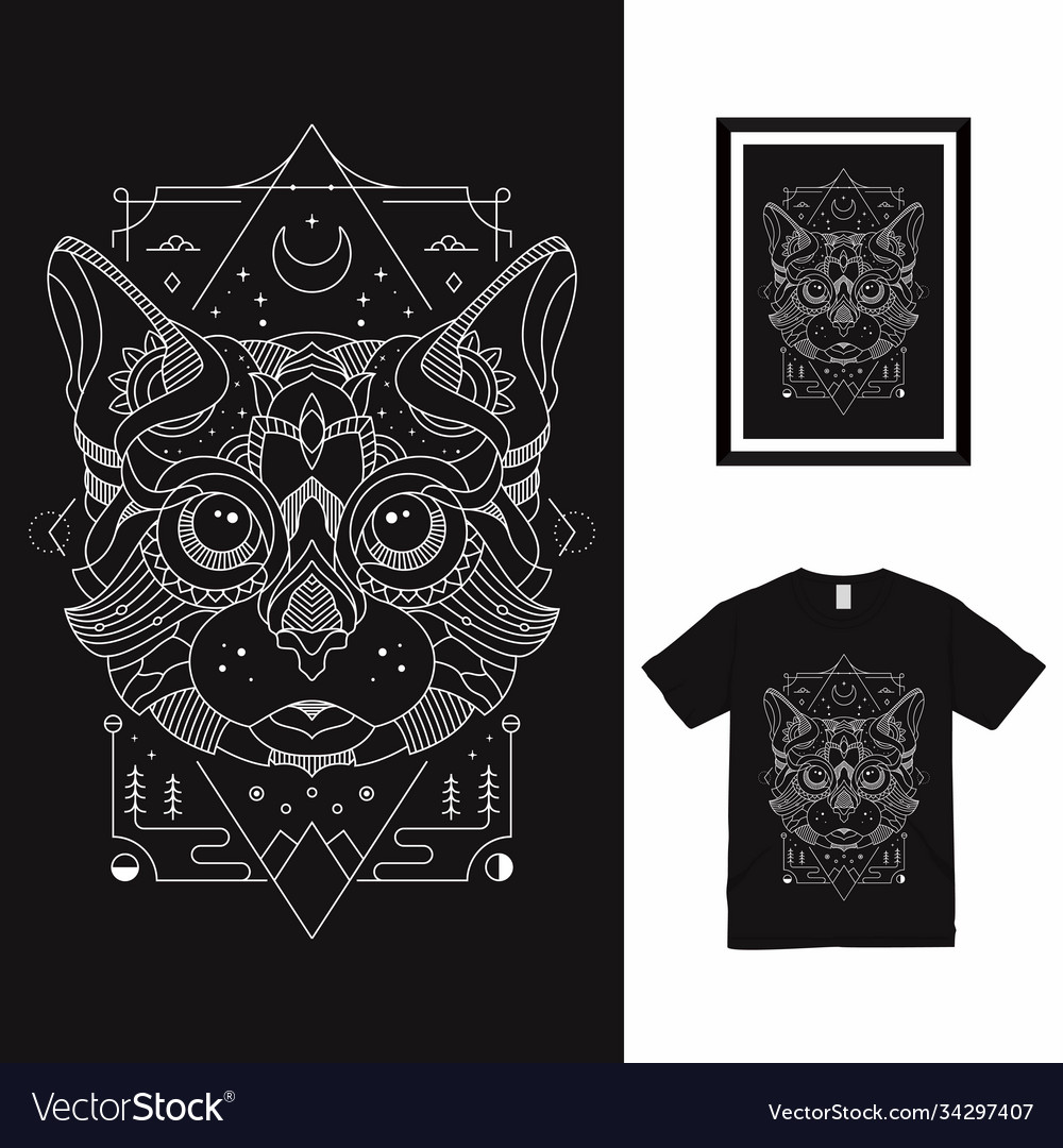 Mystic Cat Line Art