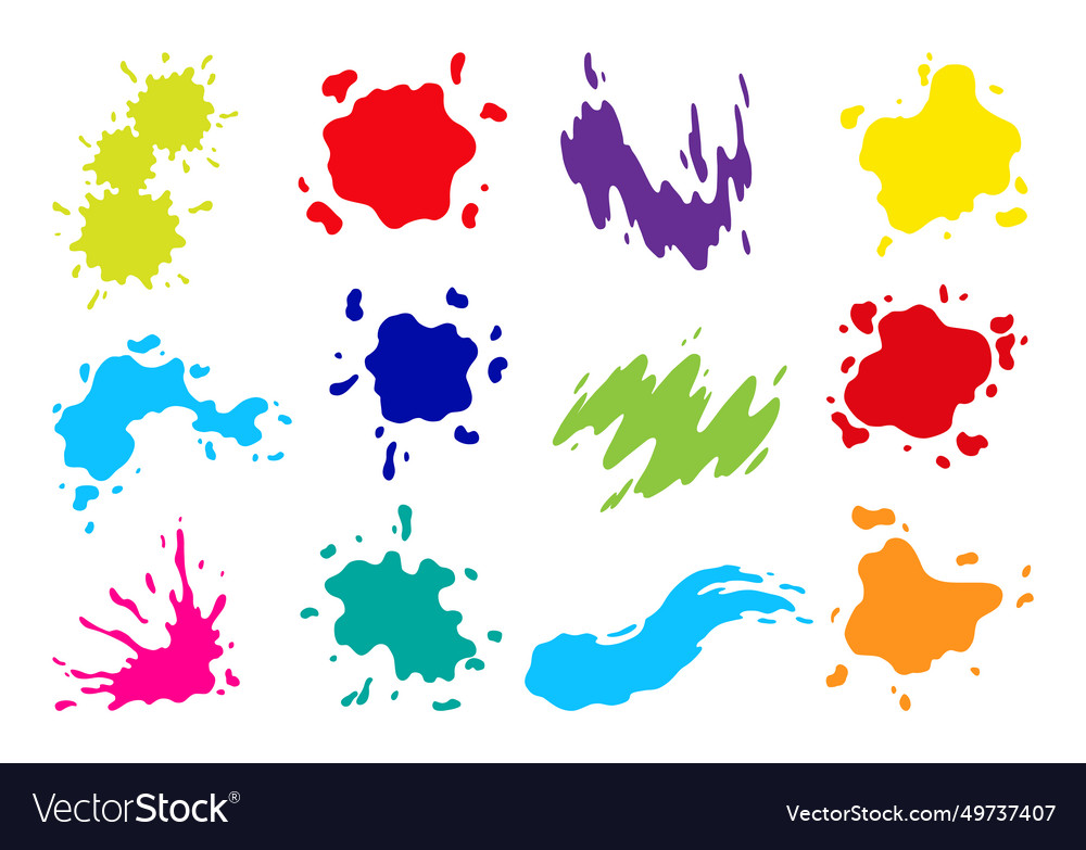 Paint blots splashes set for design use colorful