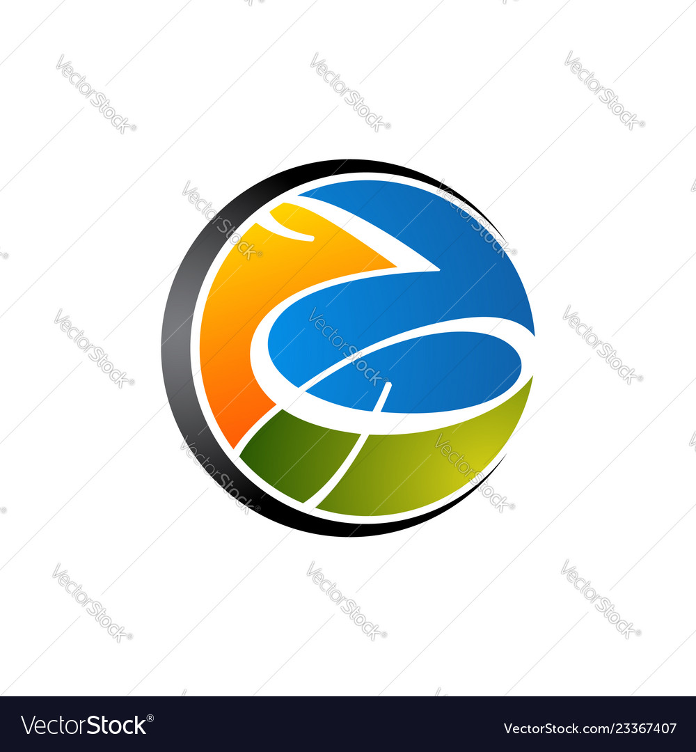 Planet logo orbit and satellite cosmos Royalty Free Vector