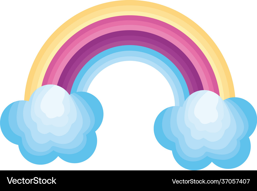 Rainbow with clouds Royalty Free Vector Image - VectorStock