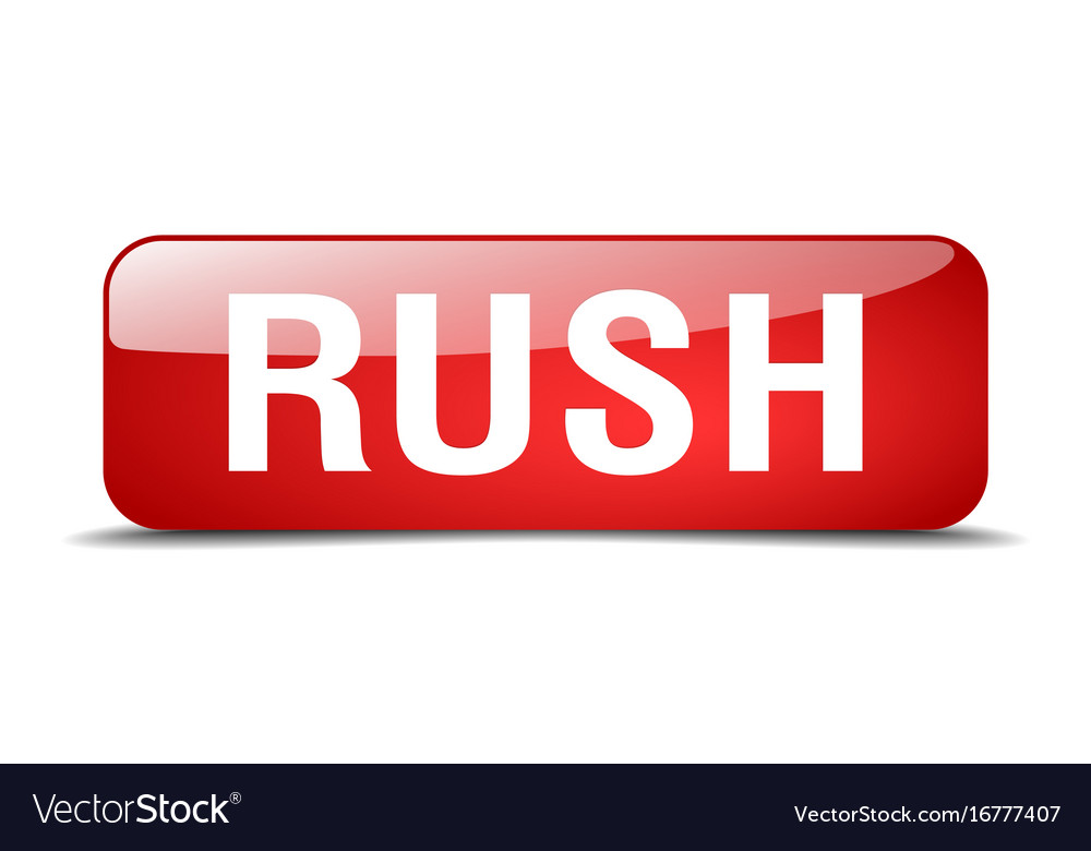 Rush red square 3d realistic isolated web button