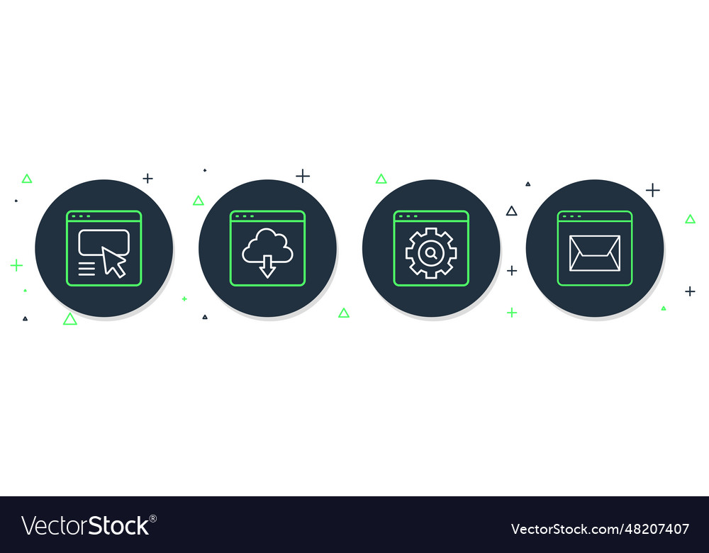 Set line cloud download browser setting ui or ux vector image Set line cloud download browser setting ui or ux