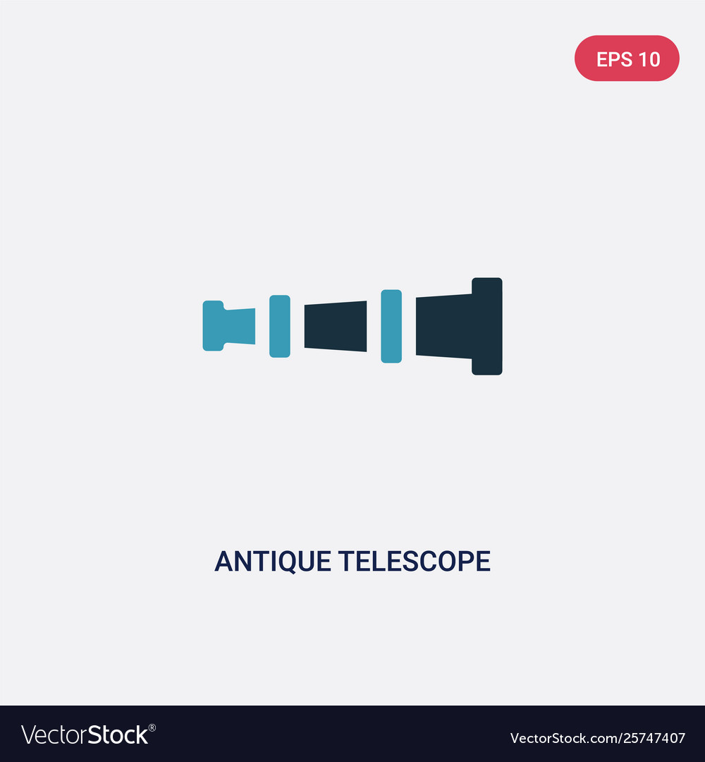 Two color antique telescope icon from people