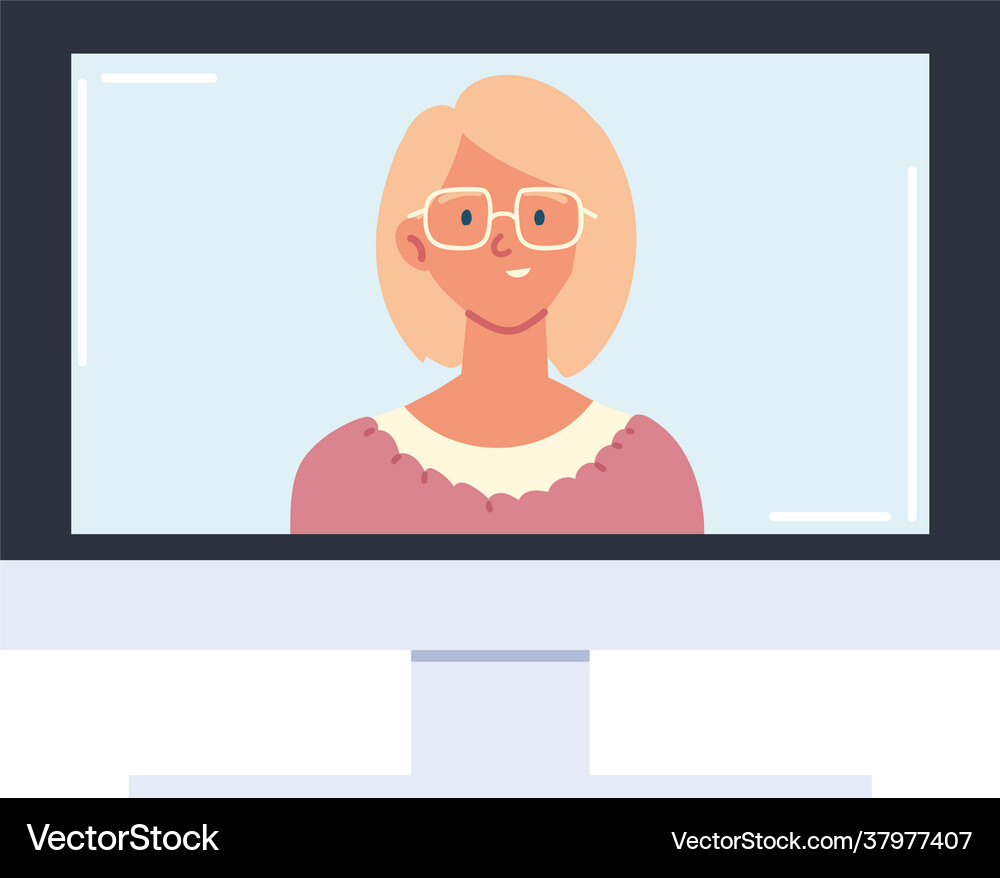Woman on screen computer Royalty Free Vector Image