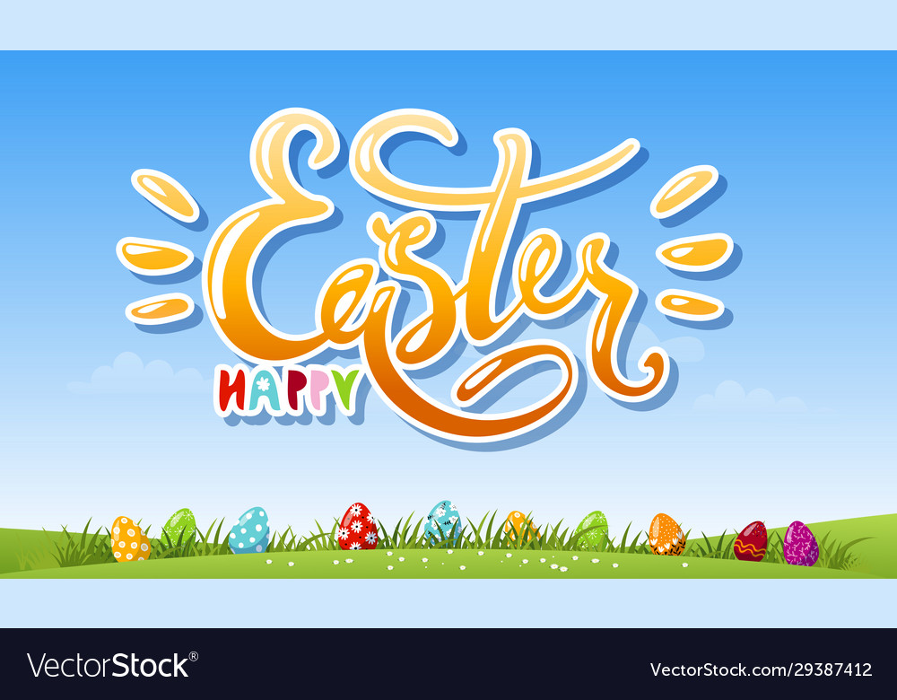 Banner wish a happy easter lettering against