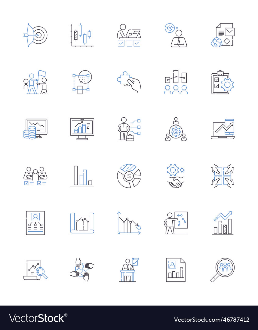Budget control line icons collection frugality Vector Image