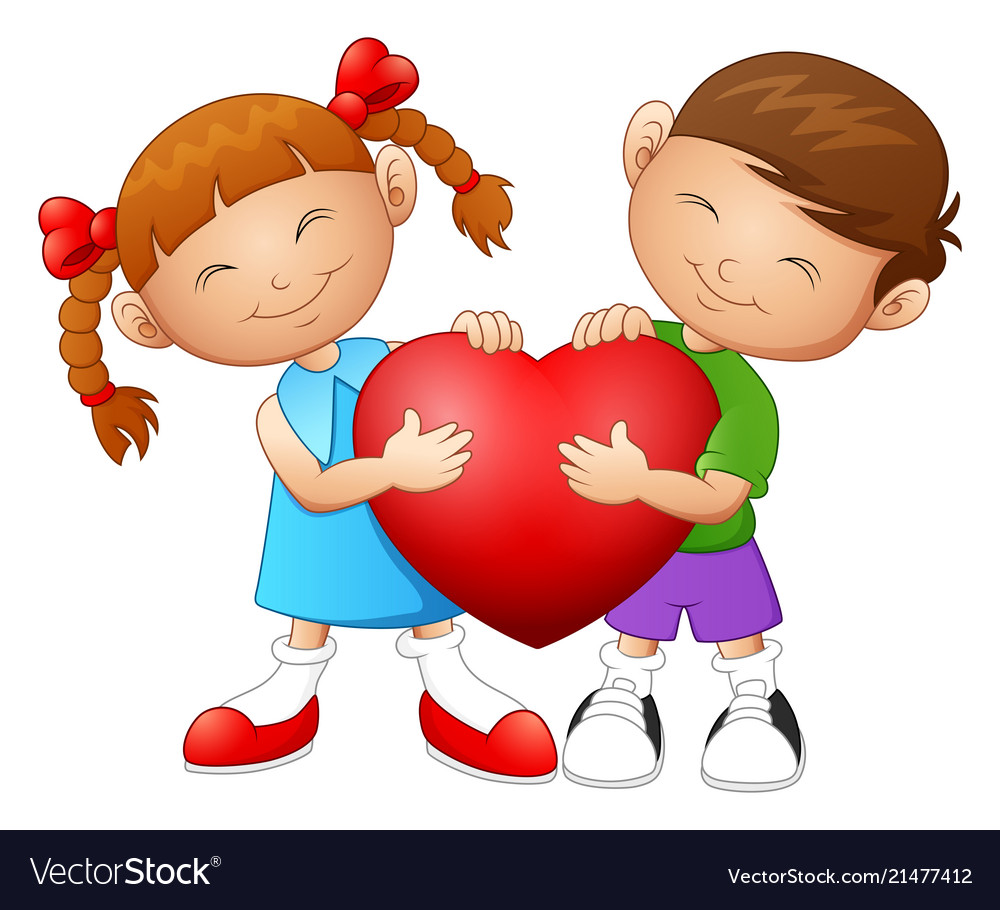 Cartoon couple in love holding heart Royalty Free Vector