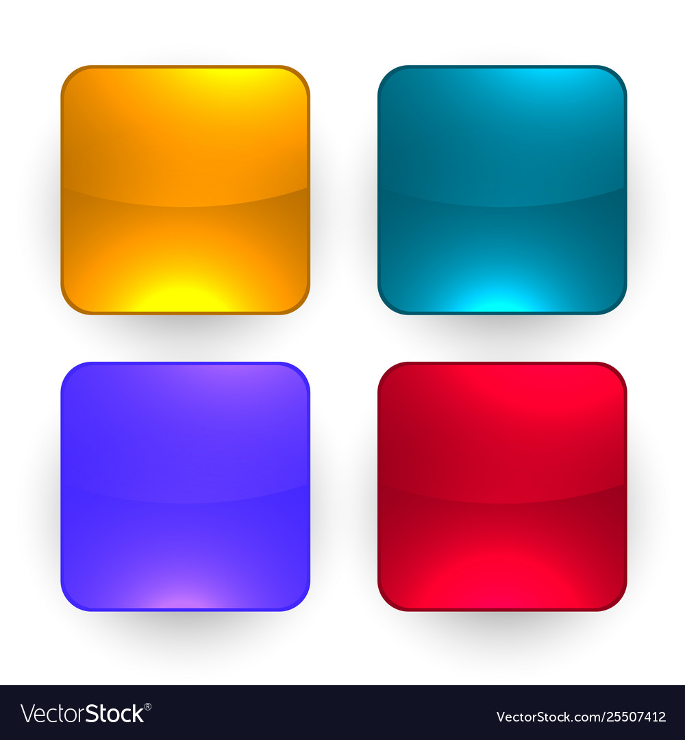 Four glossy empty buttons set