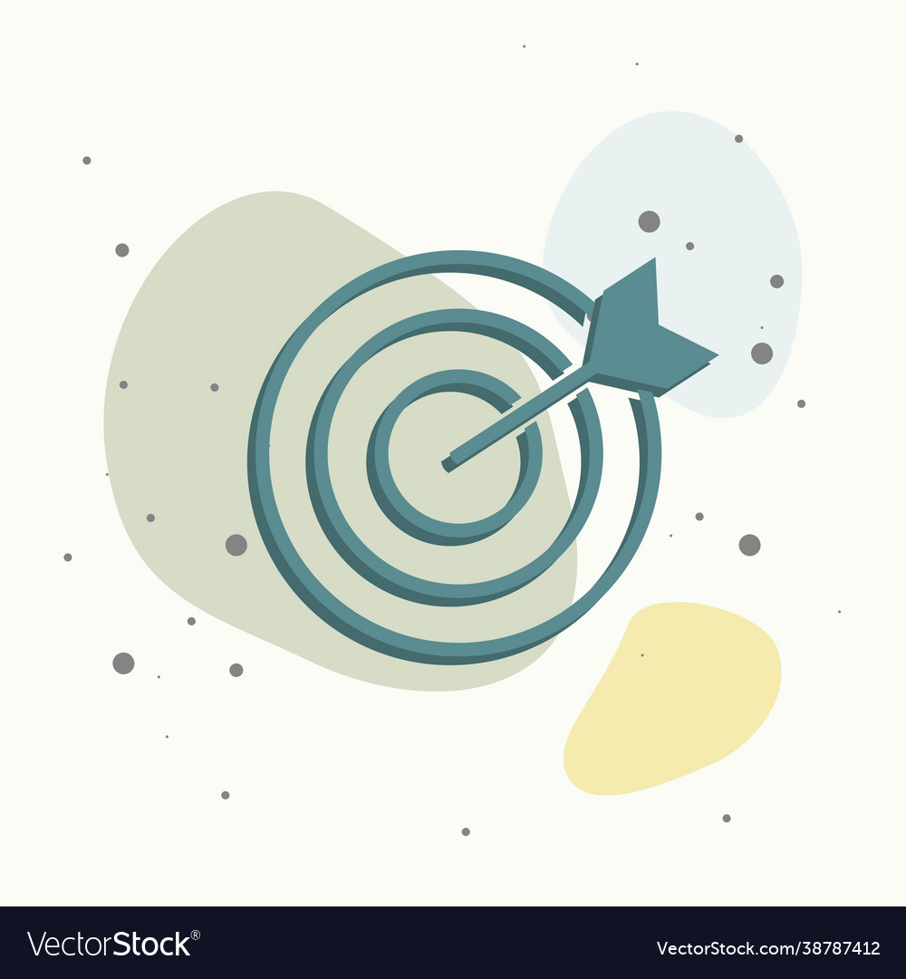 Image a target pierced an arrow dart flat