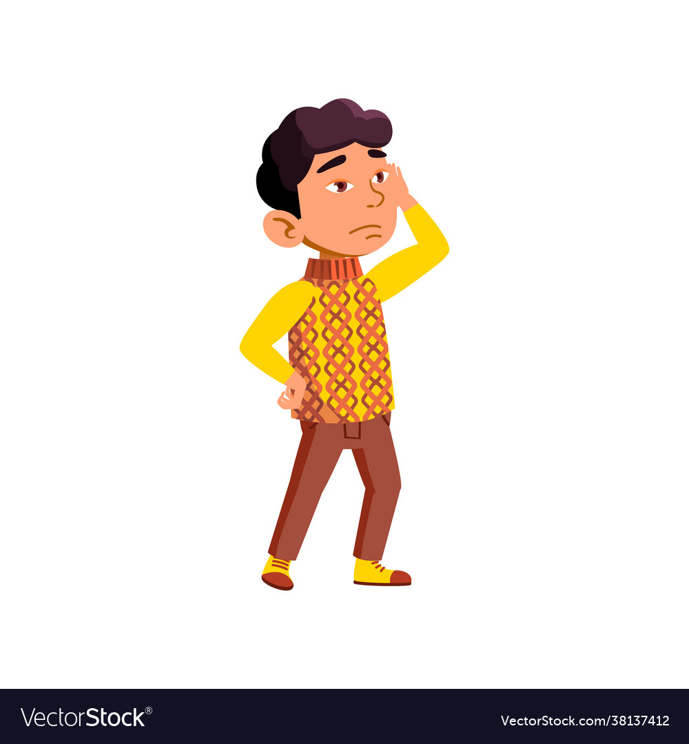 Japanese small boy tired from excursion cartoon Vector Image Japanese small boy tired from excursion cartoon Vector Image