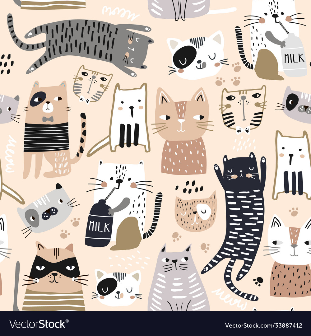 Seamless childish modern pattern with cute hand vector image Seamless childish modern pattern with cute hand