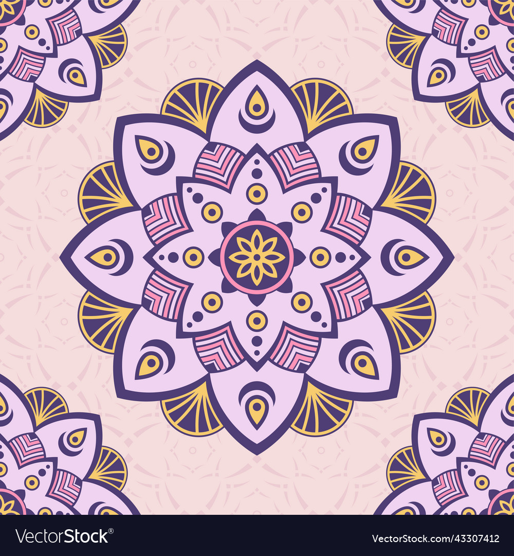 Seamless color pattern with mandala abstract vector image Seamless color pattern with mandala abstract