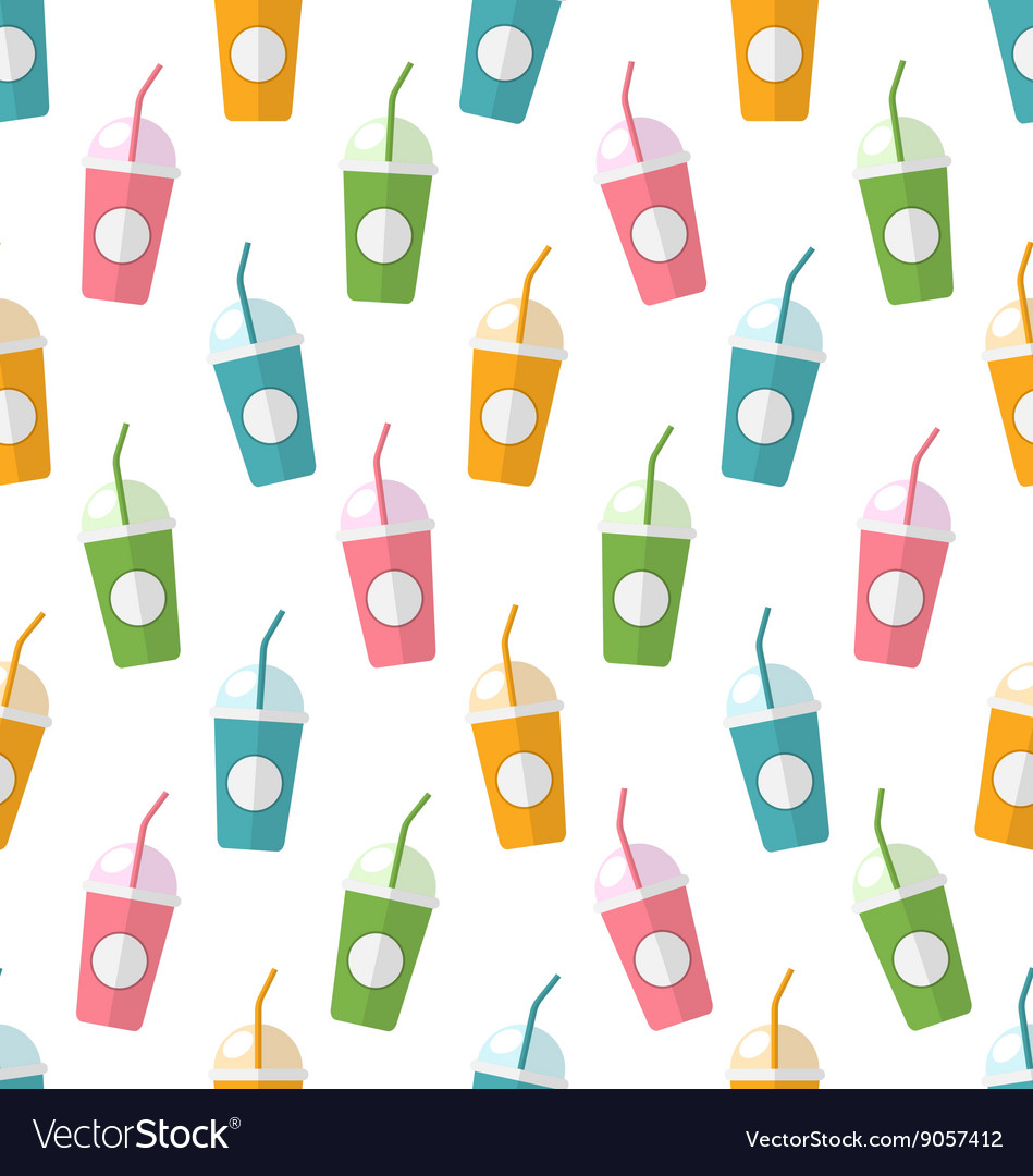 Seamless pattern with colorful set of milkshakes