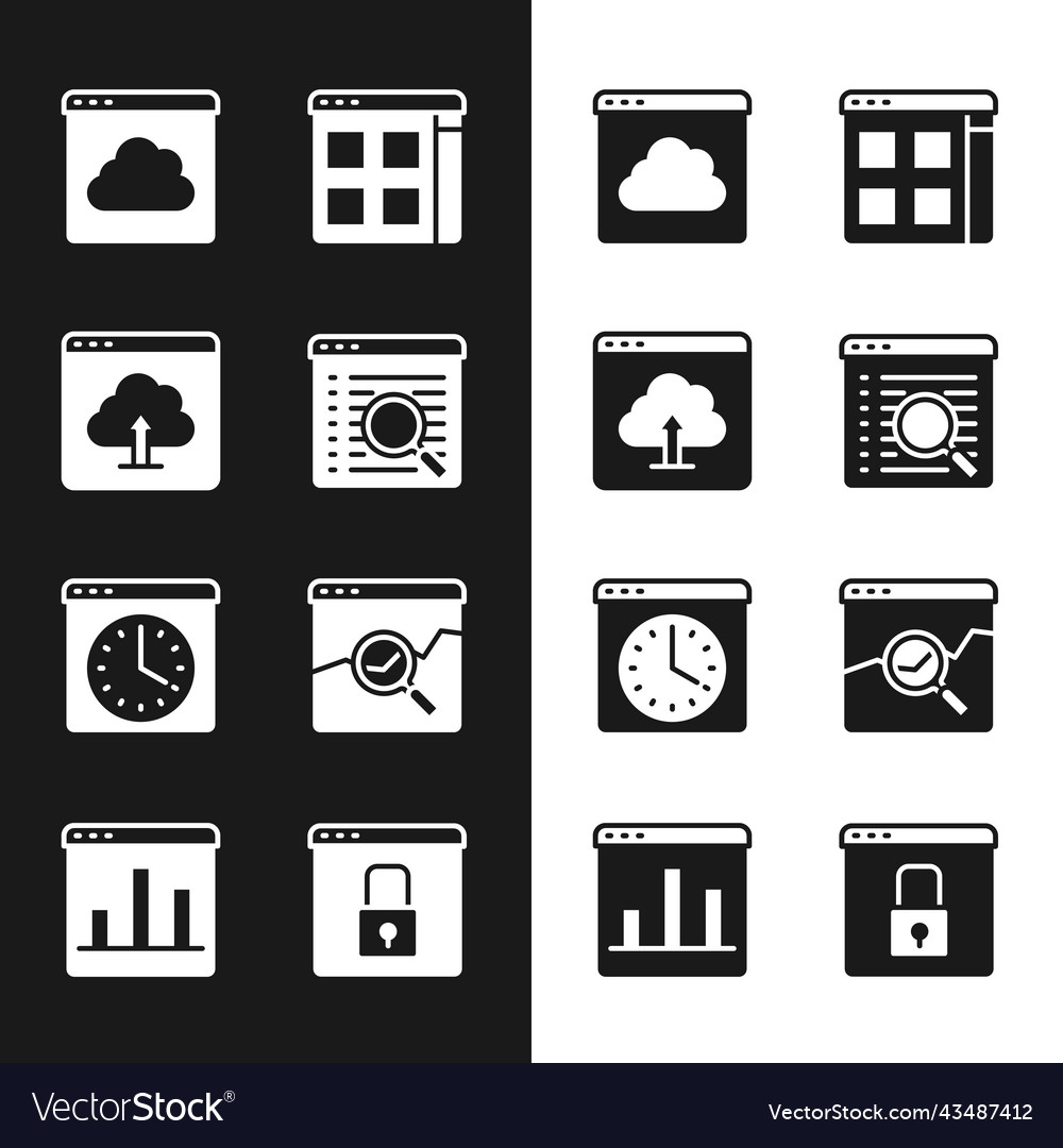 Set search engine cloud upload technology data vector image Set search engine cloud upload technology data