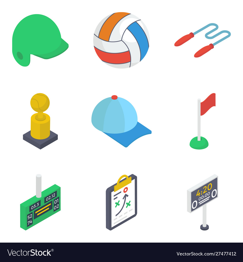 Sports tools isometric icons pack