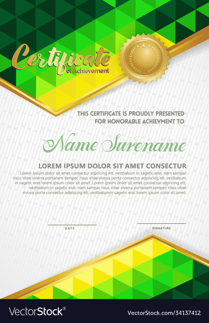 Vertical certificate template with triangle