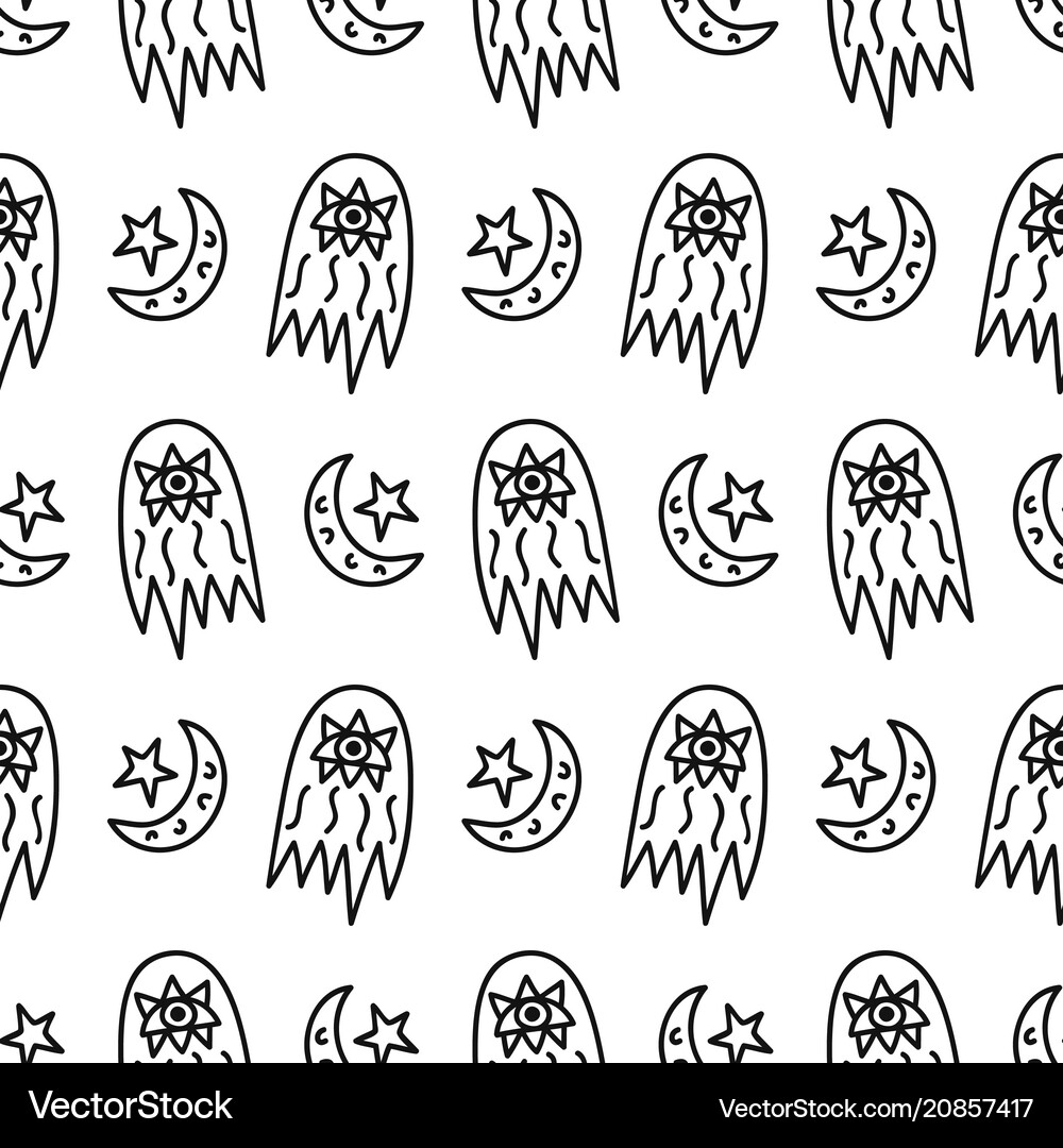 Hand drawn outer space seamless pattern Royalty Free Vector