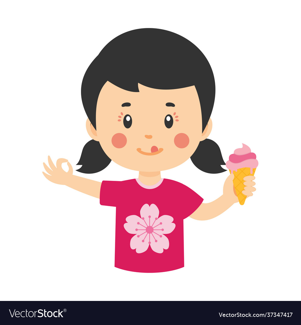 Happy kid eating ice cream Royalty Free Vector Image