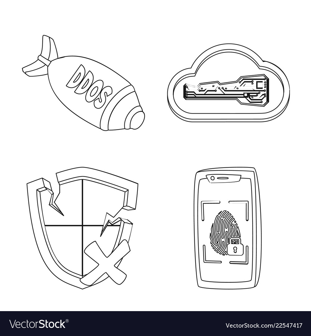 Isolated object of virus and secure sign set vector image Isolated object of virus and secure sign set