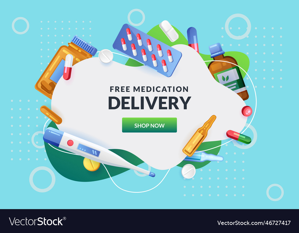 Pharmacy white frame pills drugs medical Vector Image