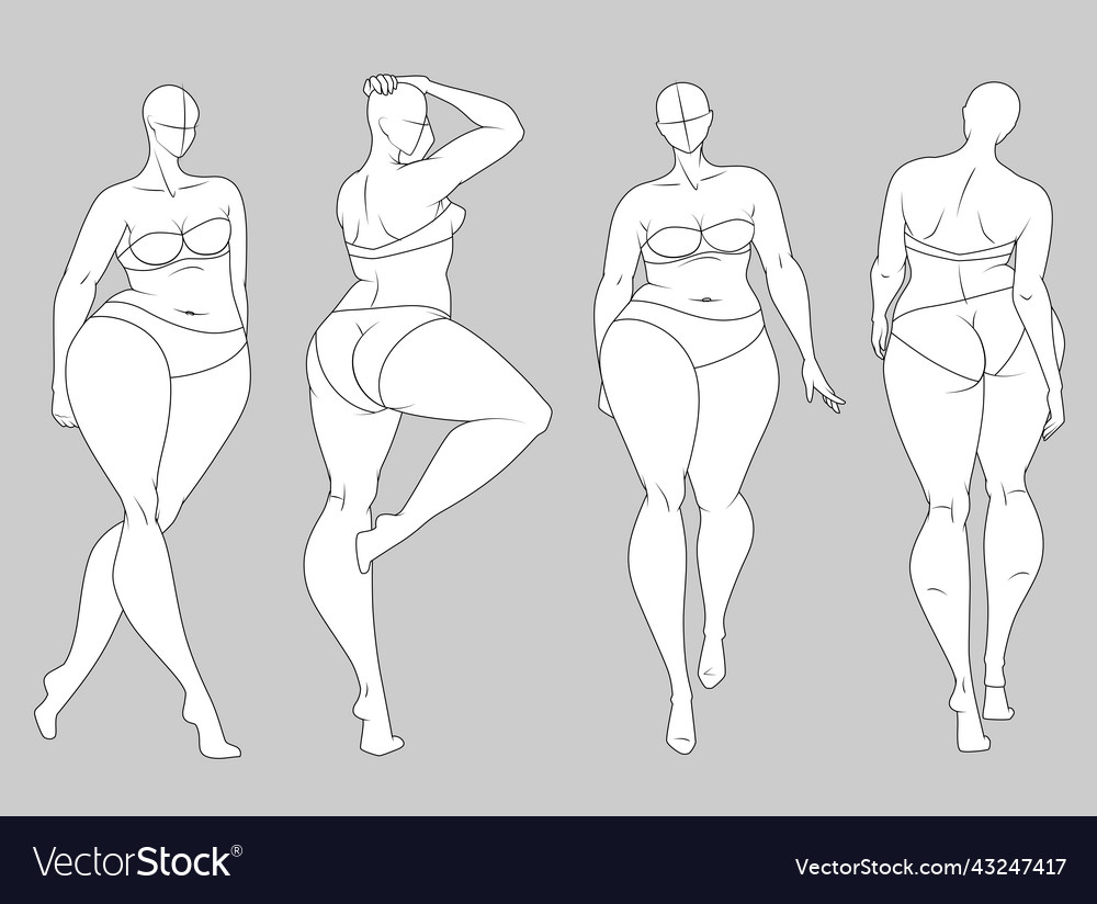 Plus size fashion figure templates Royalty Free Vector Image