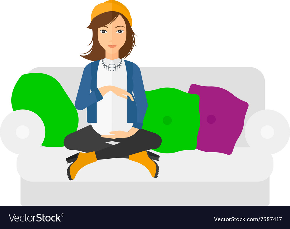 Pregnant woman sitting on sofa