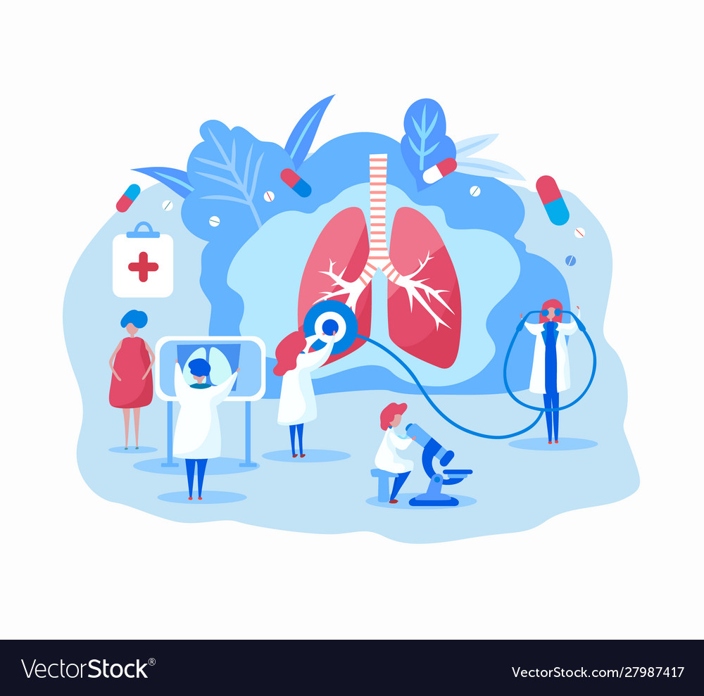 Pulmonology Cartoon Flat Royalty Free Vector Image