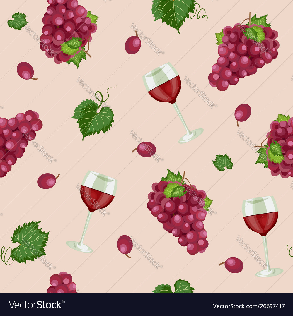 Red Grape Bunch Seamless Pattern