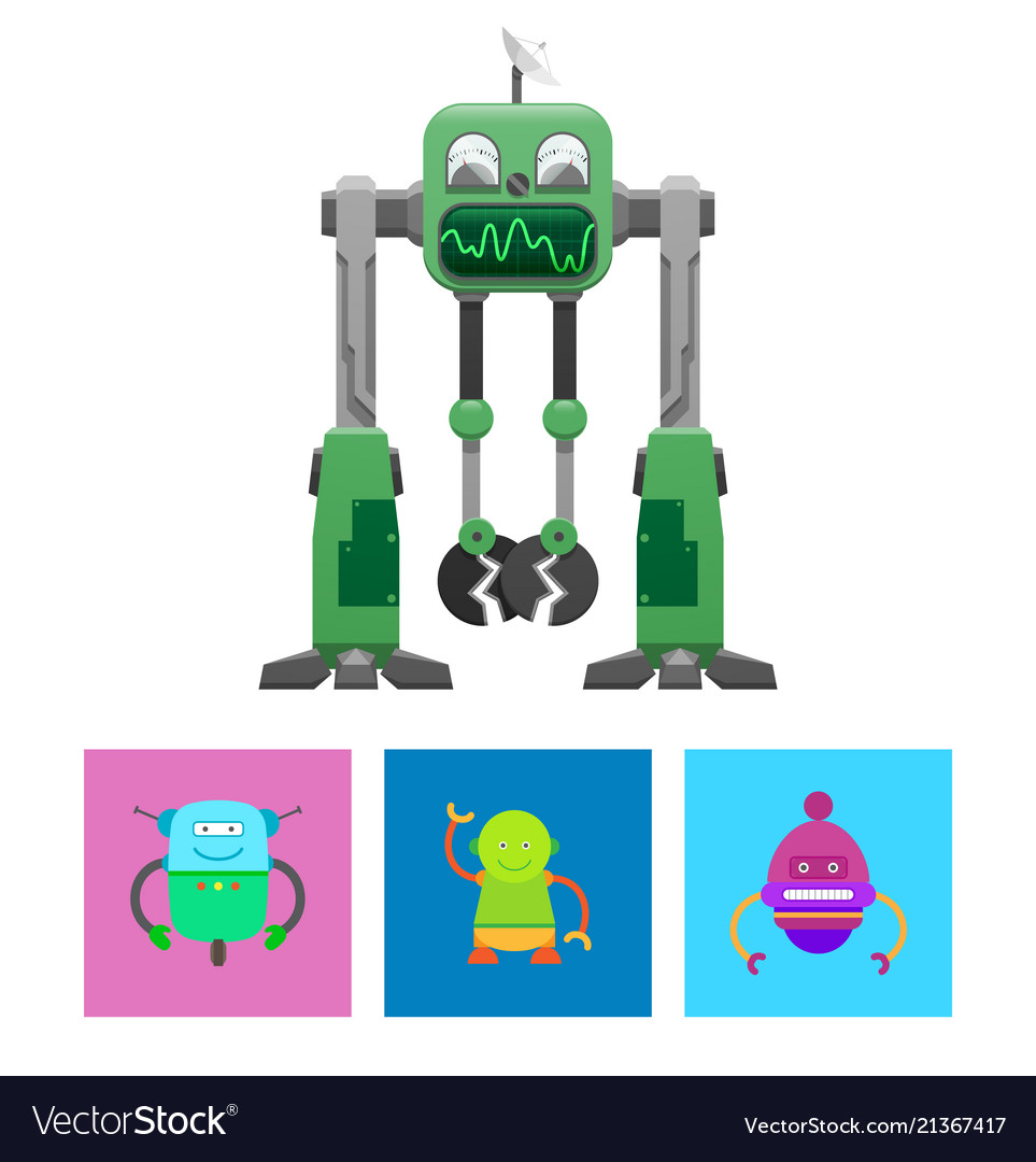 Robots collection with faces vector image Robots collection with faces