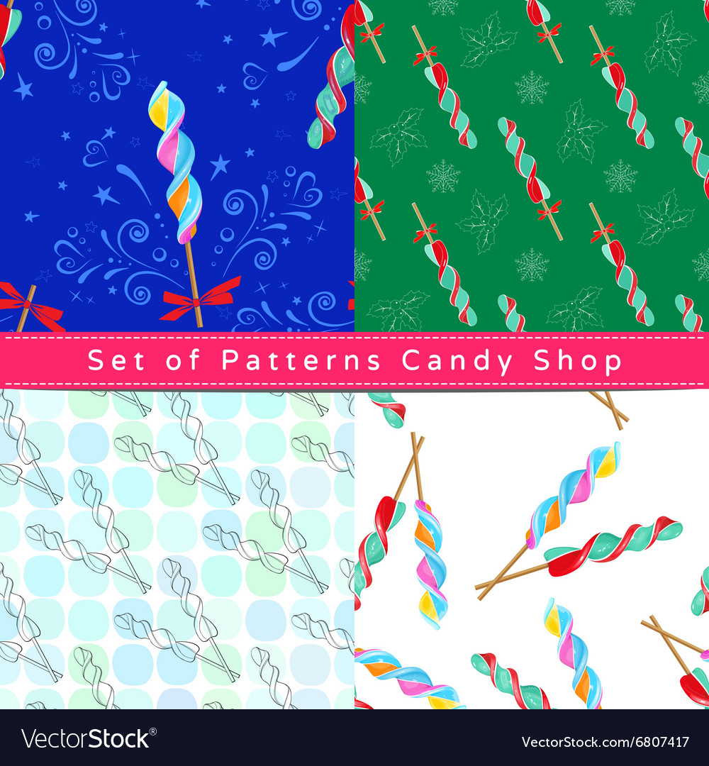 Seamless patterns with corkscrew lollipop