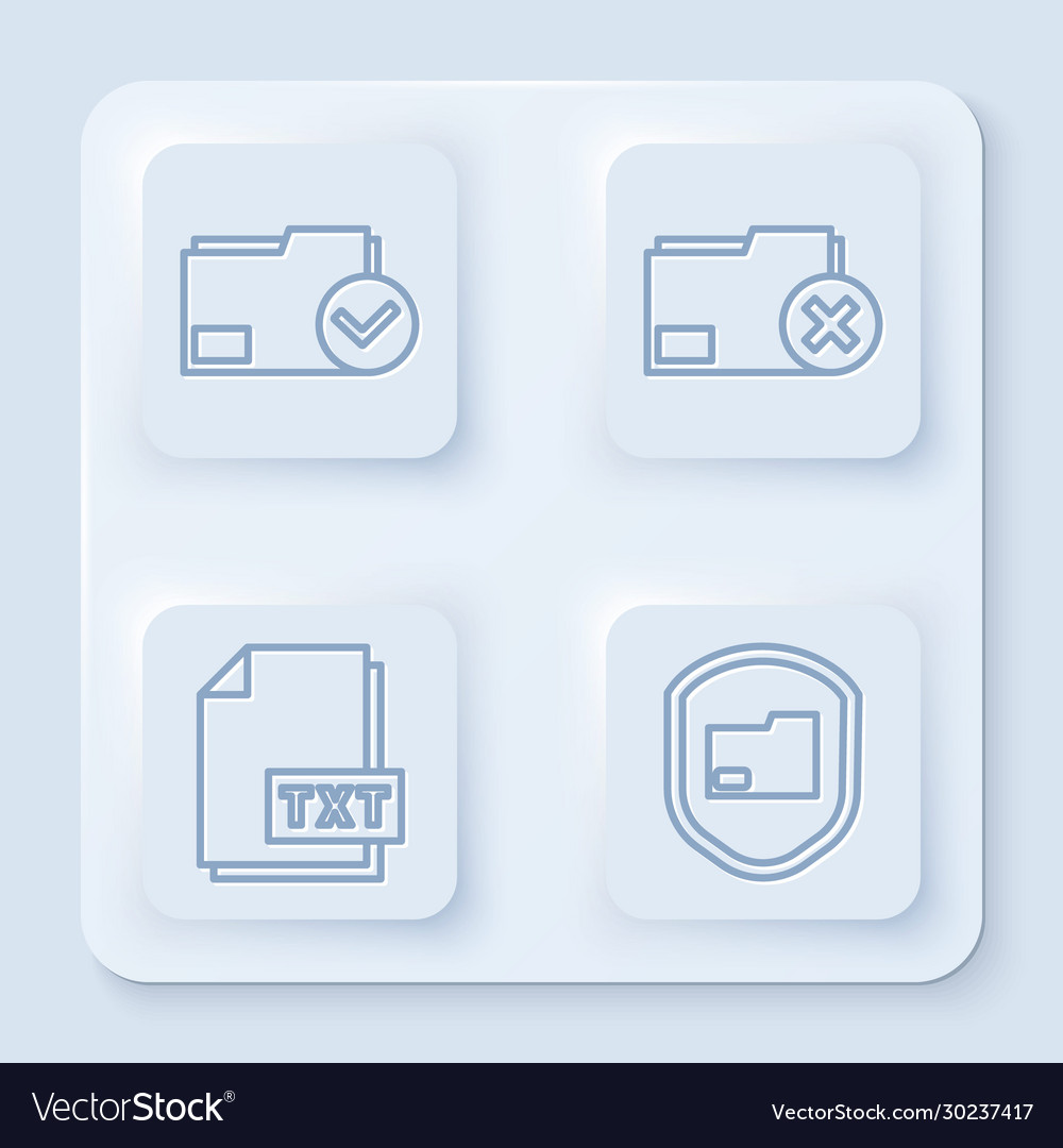 Set line document folder and check mark delete vector image Set line document folder and check mark delete