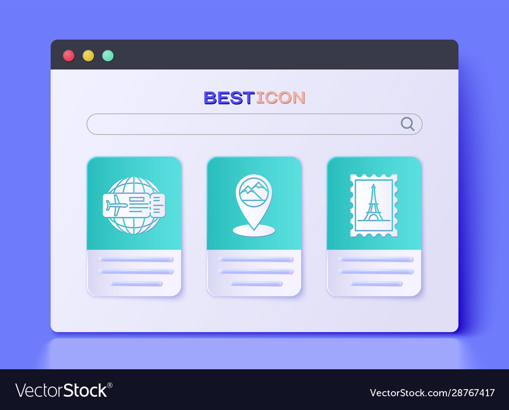 Set map pointer with mountain airline ticket vector image Set map pointer with mountain airline ticket