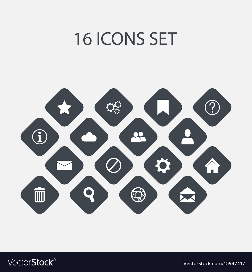 Set of 16 editable network icons includes symbols
