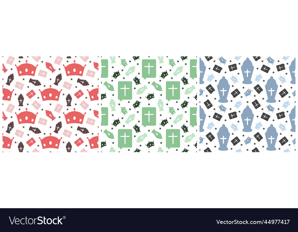 Set of happy epiphany day seamless pattern design vector image Set of happy epiphany day seamless pattern design