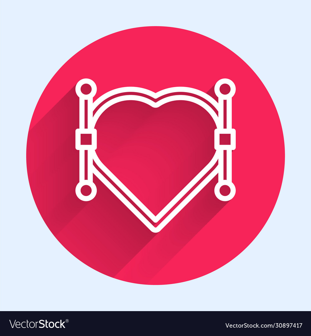 White line heart with bezier curve icon isolated vector image White line heart with bezier curve icon isolated