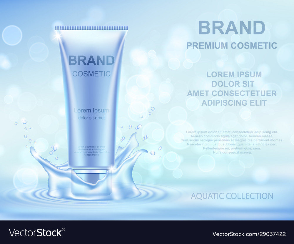 Aqua moisturizing cosmetics ads template Vector Image